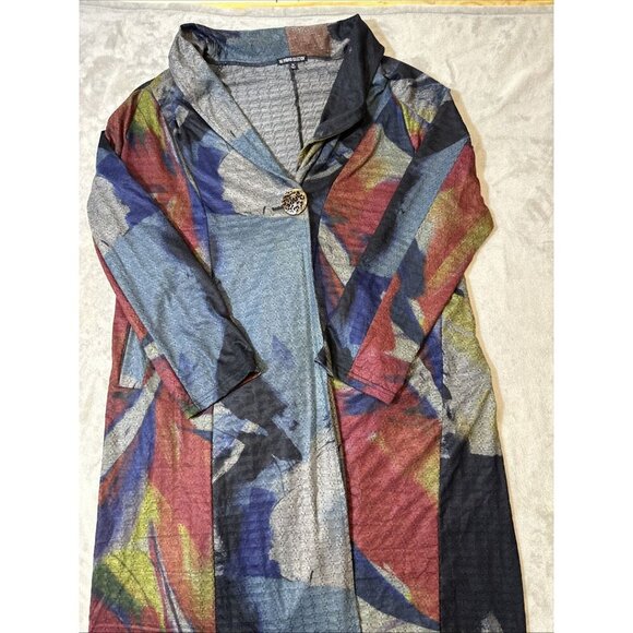 The Pyramid Collection Cardigan Jacket XL Gray Abstract Multi Color Artsy Boho - Picture 6 of 13